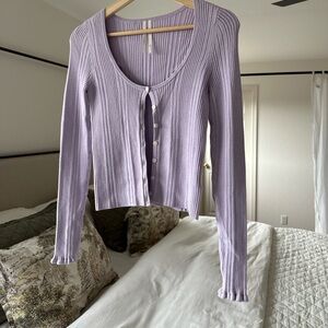 Anthropologie purple sweater cardigan